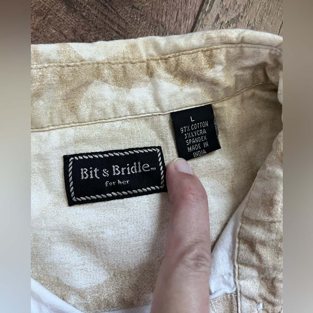 Wrangler Sleeveless Button Down Shirts - Brown and Cream - Picture 7 of 14